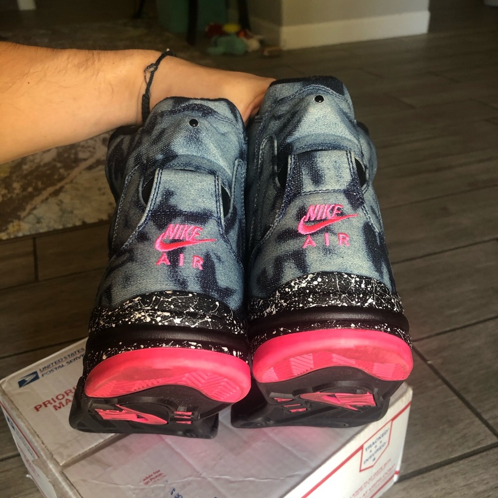 New W/O Box Nike Command Air Force Acid Wash Bleached Denim Retro High Tops - Picture 10 of 10
